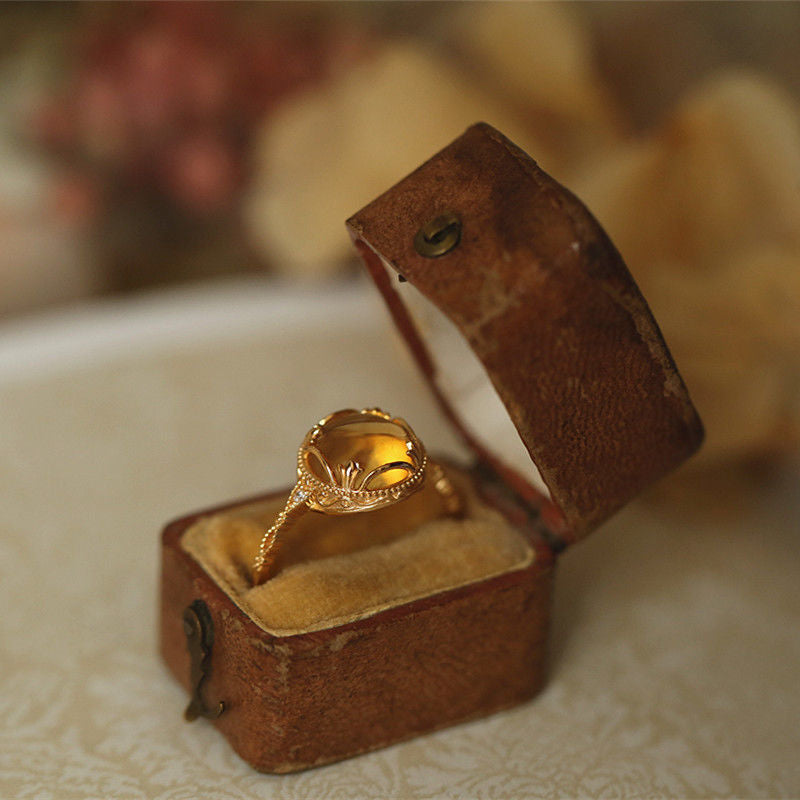 Wholesale Copper Plated Yellow Crystal Rings